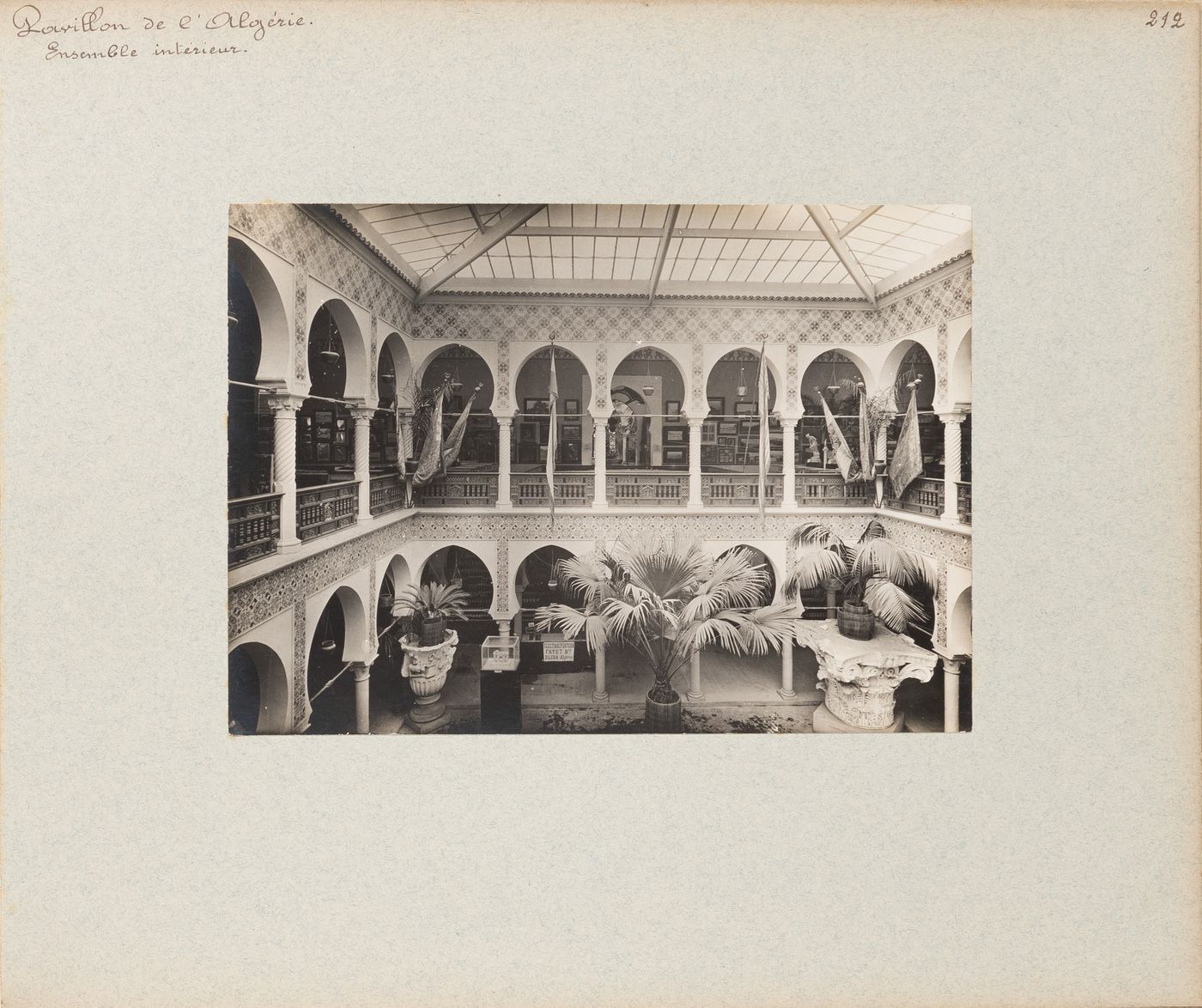 View of interior courtyard, Pavillon de l'Algérie, Exposition universelle, 1900, Paris, France