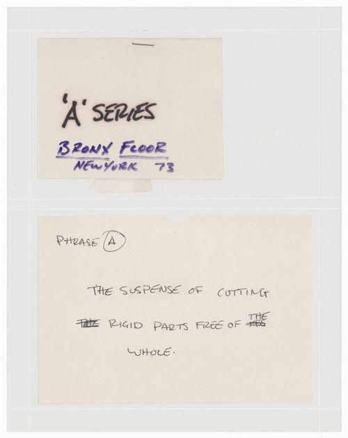 Quadrille: Captions and instructions for Series A (Bronx Floor)