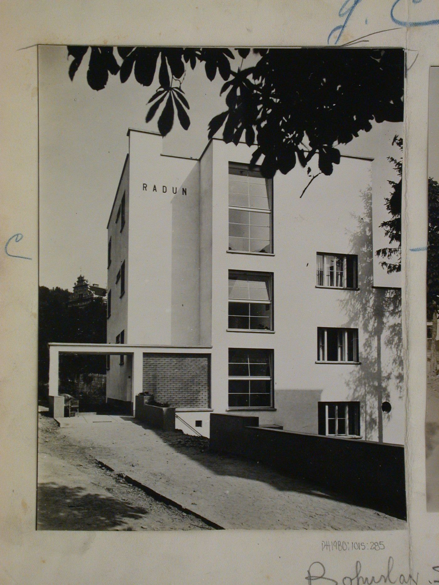 View of the Lazenské Sanatorium showing the Radun boarding house, Bila ctvrt', Luhacovice, Czechoslovakia (now Czech Republic)
