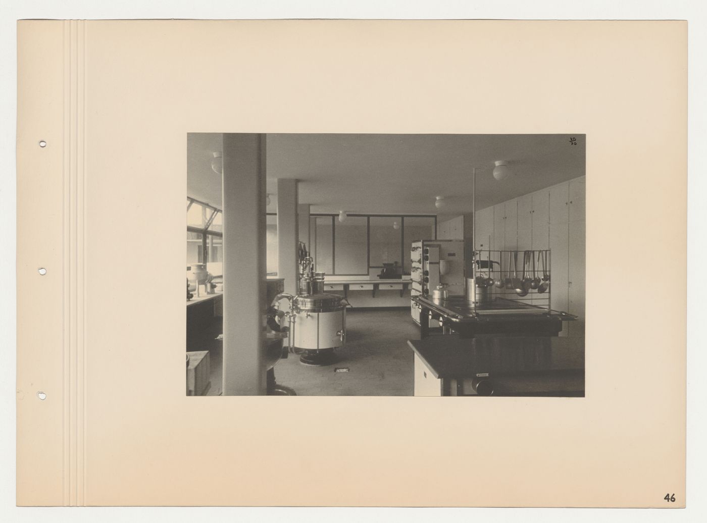 Interior view of the ground floor kitchen of the Budge Foundation Old People's Home, Frankfurt am Main, Germany