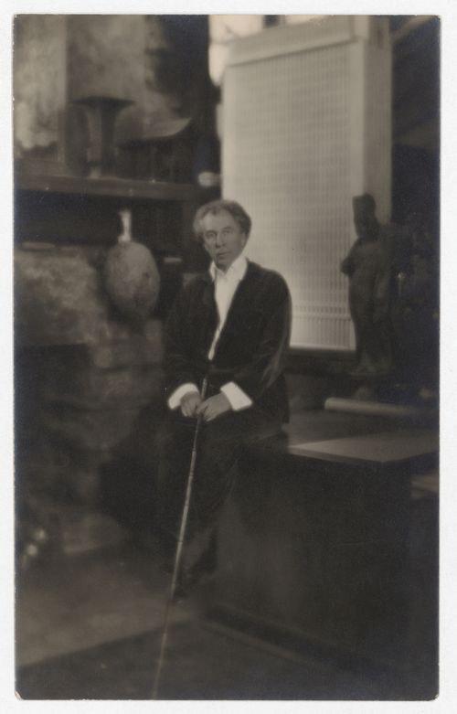 Portrait of Frank Lloyd Wright in the living room of Taliesin III, Spring Green, Wisconsin