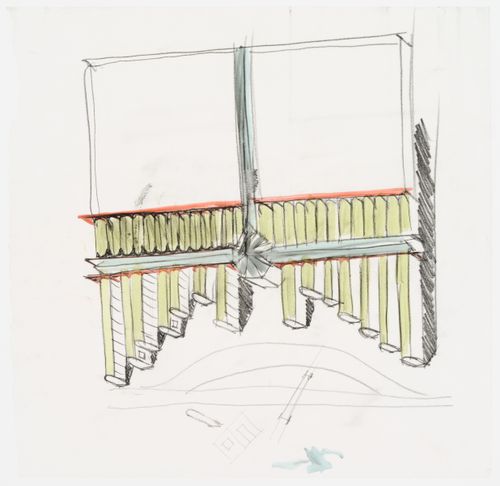 Project for redevelopment of the Campo di Marte area of La Giudecca, Venice, Italy: axonometric