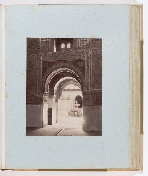 View of the Court of the Lions, facing south, from Hall of the Boat, Alhambra, Granada, Spain
