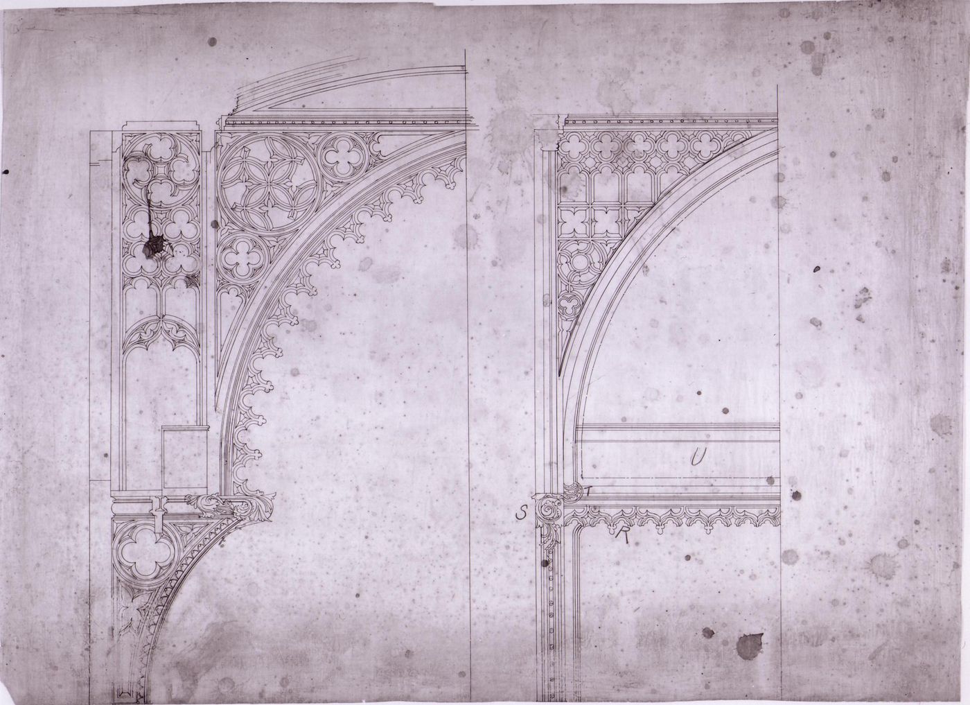 Partial elevation and section for the Chapelle du Sacré-Coeur, Notre-Dame de Montréal