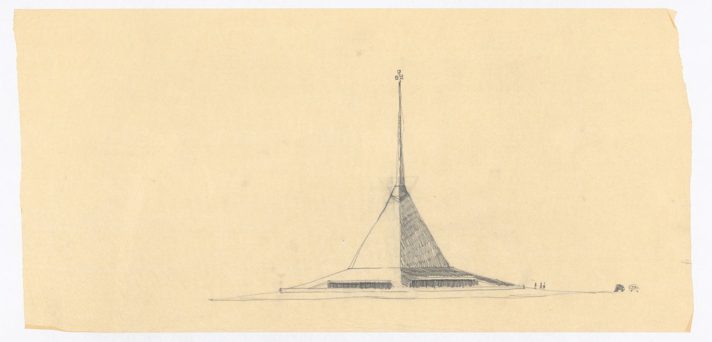 Sketched elevation, North Christian Church, Columbus, Indiana
