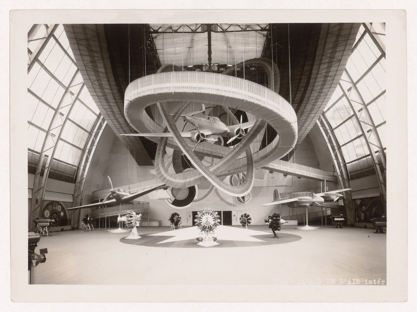 Interior view of the Pavillon de l'Aéronautique (also known as the Palais de l'Air), 1937 Exposition internationale, Paris, France