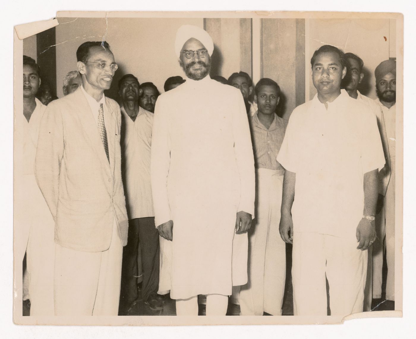 Photographs of Aditya Prakash and two unidentified men (middle man is likely Giani Zail Singh)