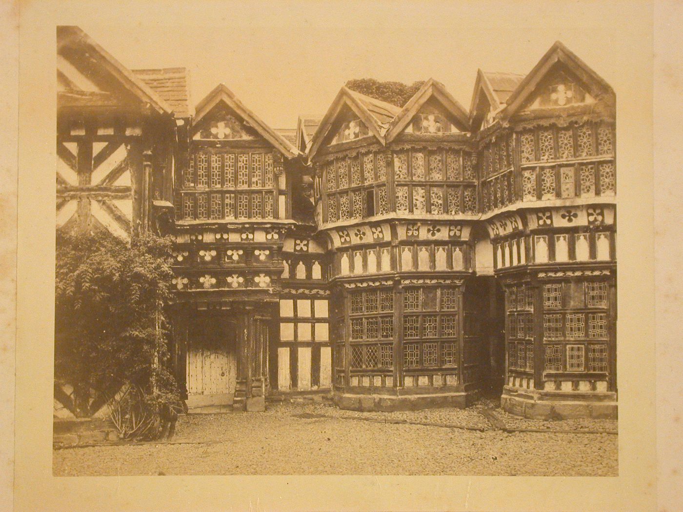 View of the courtyard of Little Moreton Hall looking north, Congleton, Cheshire, England