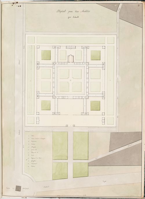 Ideal hospital for 1200 patients near the barrière de Monceau, Paris: Site plan number eight