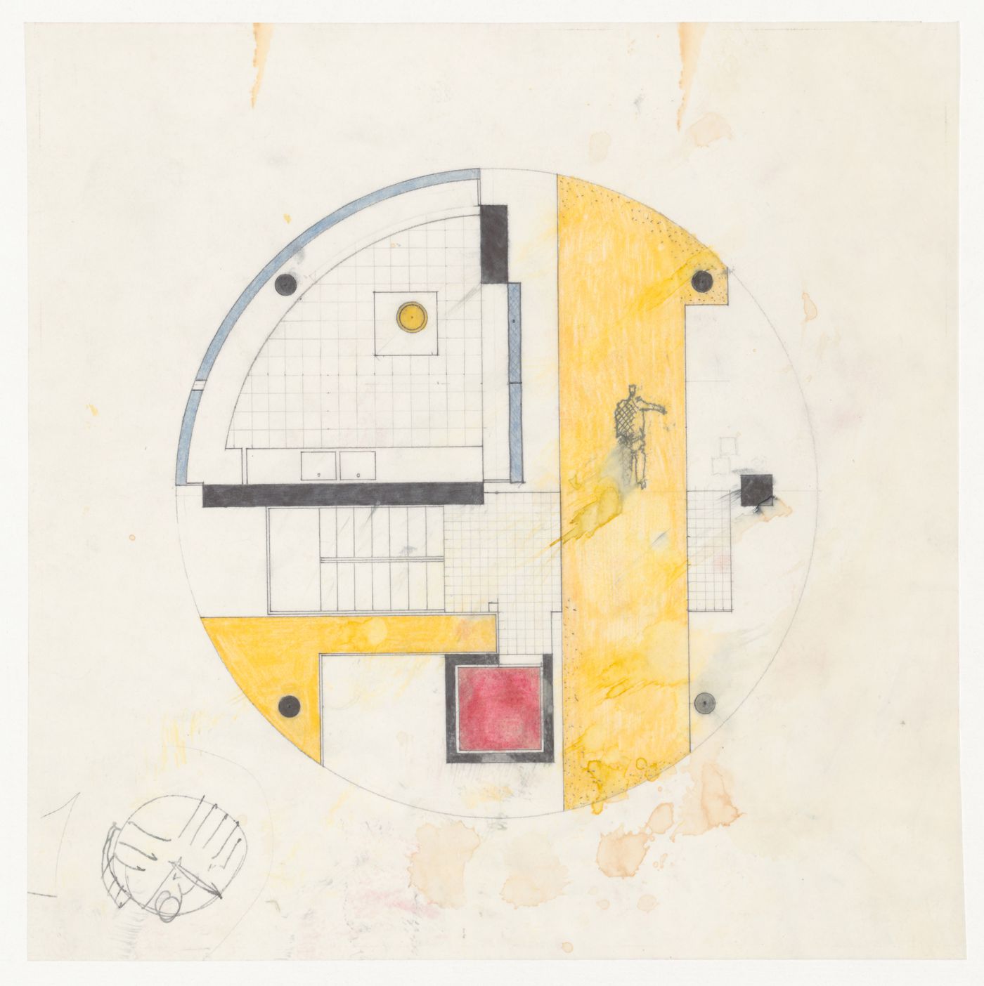 Plan with sketches for Circular House