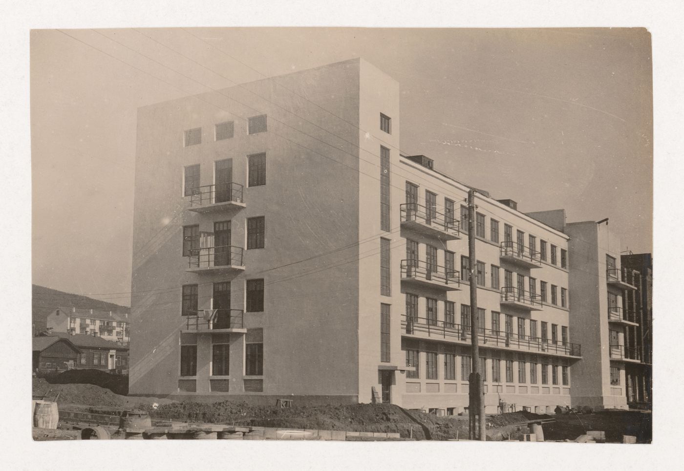 View of hotel in Verkhnyaya Koloniya (Upper Colony), Stalinsk, Soviet Union (now Novokuznetsk, Russia)