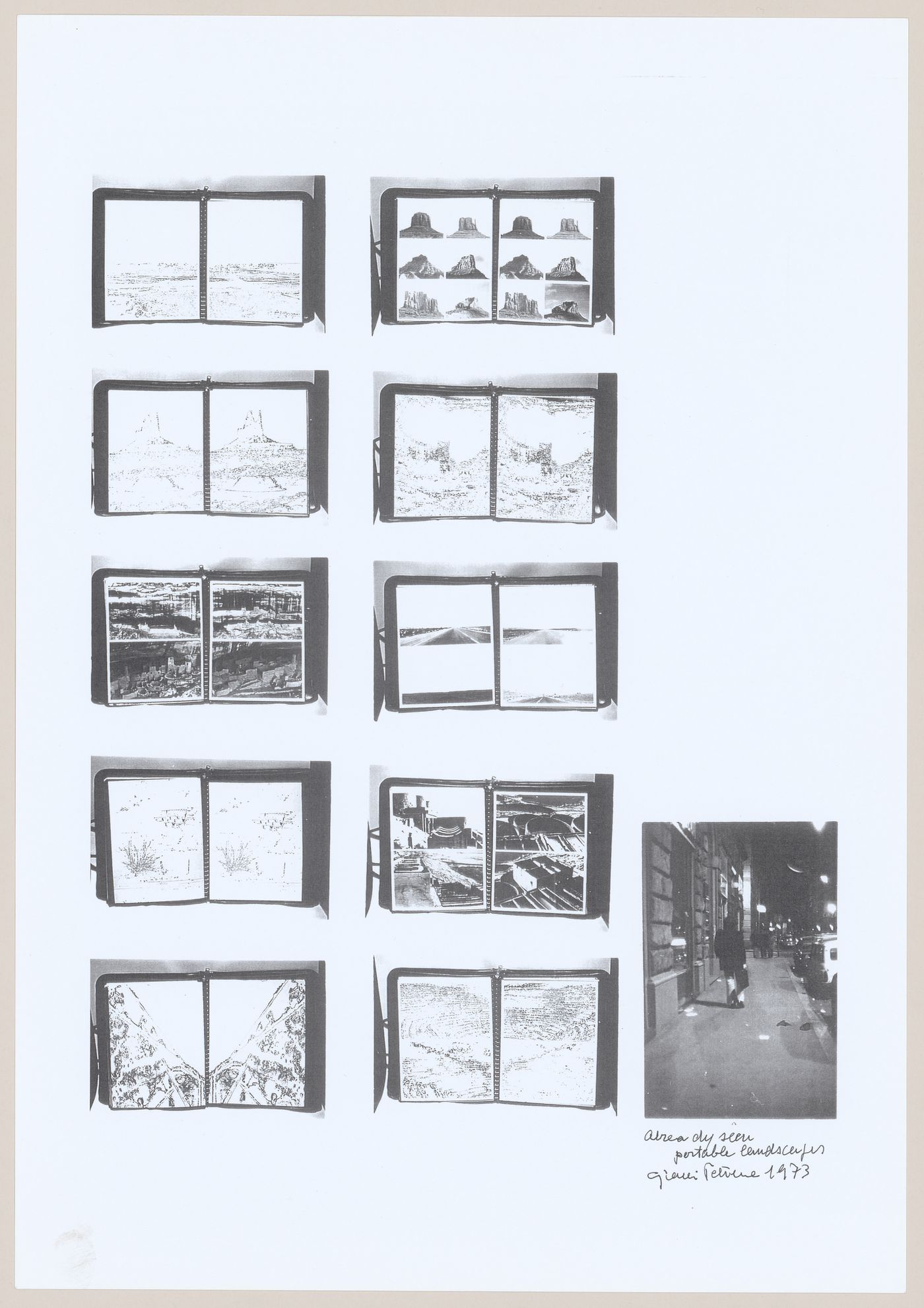 Montage of photographs of the "non conscious" architecture's photo album, Already Seen Portable Landscape