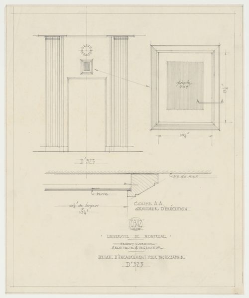 Détails d'un cadre pour une photographie, Pavillon principal et campus, Université de Montréal, Montréal, Québec