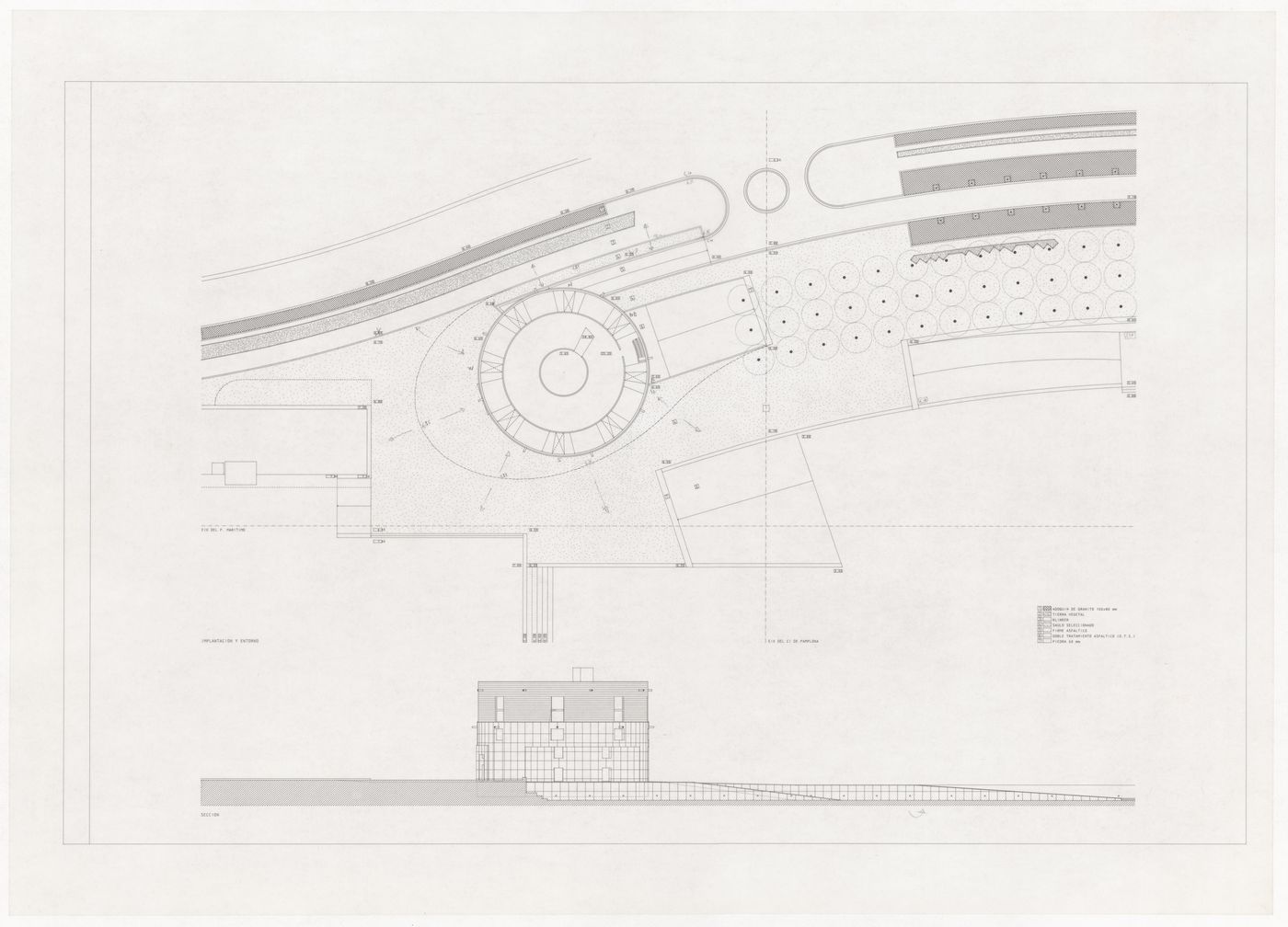 Site plan and section for Centro Meteorológico da Villa Olimpica, Barcelona, Spain
