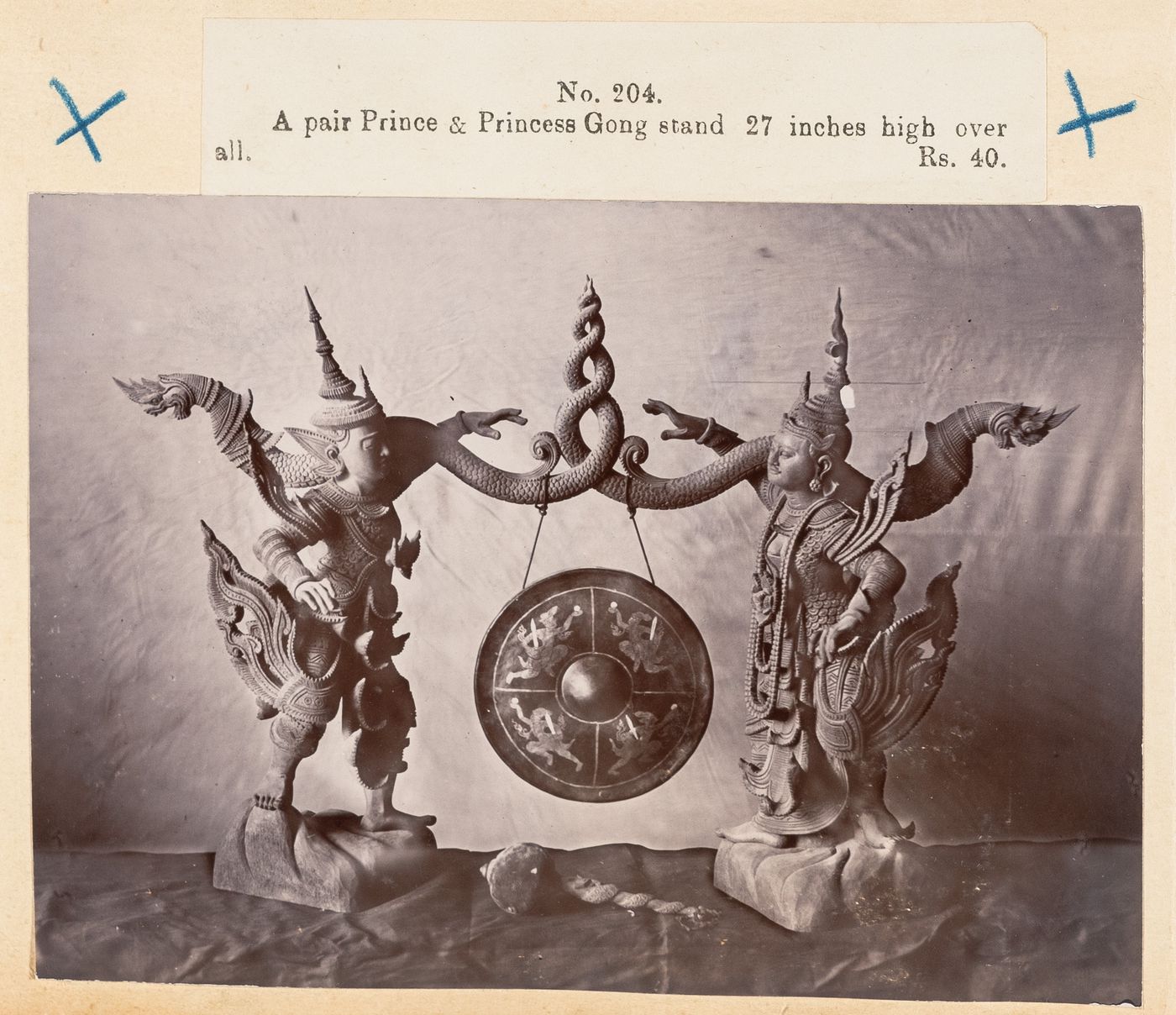 View of a gong, F. Beato Limited, C Road, Mandalay, Burma (now Myanmar)