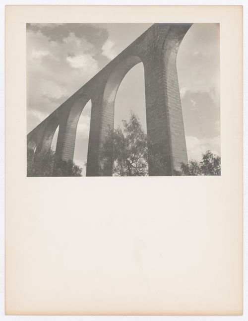 Partial view of an aqueduct, near the Sanctuario de Nuestra Señora de los Remedios on the Cerro de Totoltepec [?], Mexico