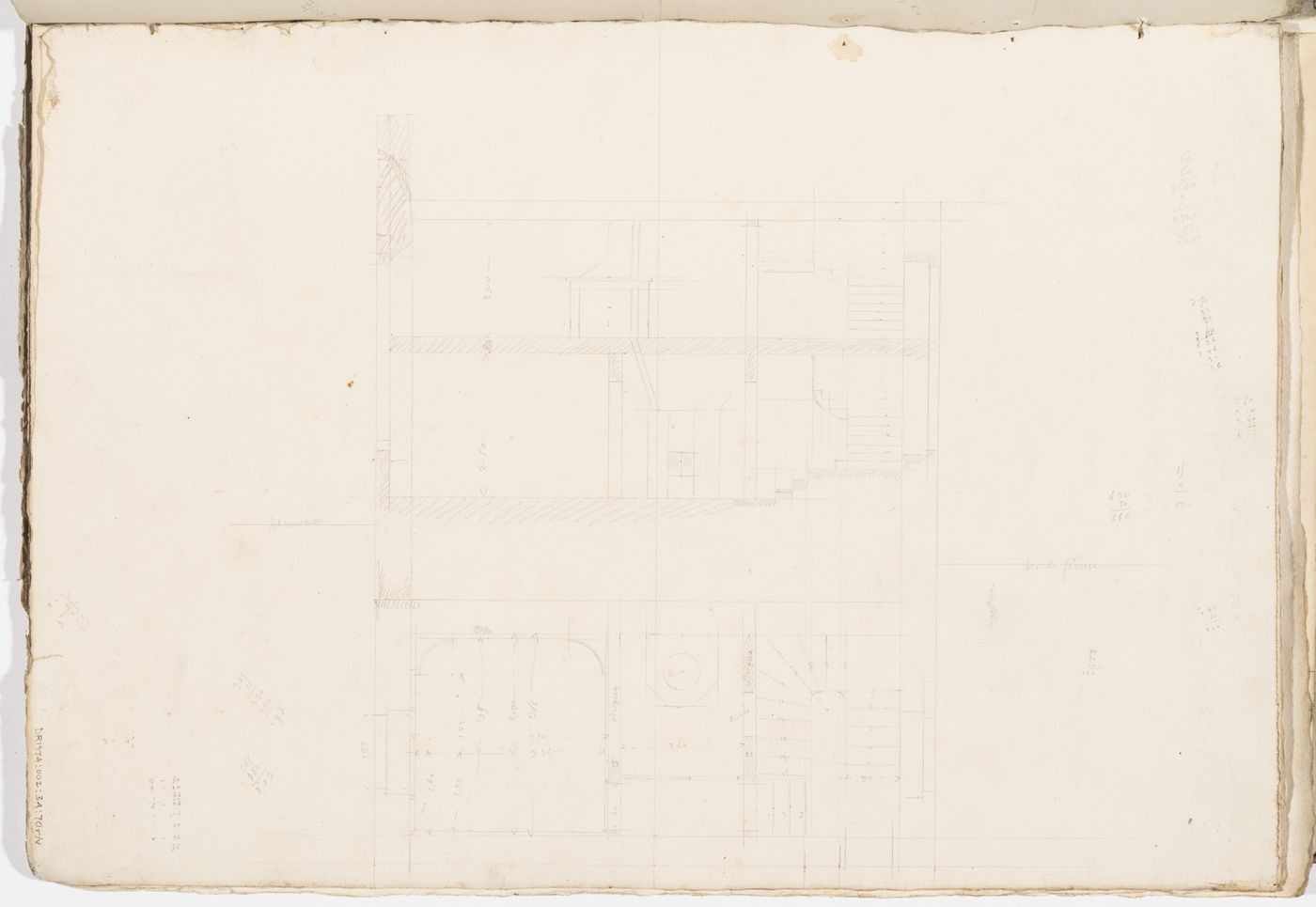 Project no. 9 for a country house for comte Treilhard: Partial plan and section