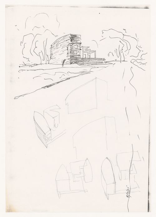 Sketches for Duas habitações e duas lojas [Housing and shopping complex, Schilderswijk], The Hague, The Netherlands