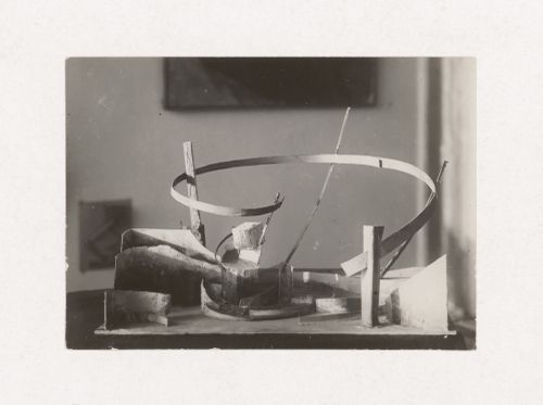 Photograph of student models on the topic "Organization of Space over a Horizontal Surface (Rectangular, Square, Round)" for the "Space" course at the Vkhutemas (Higher State Artistic Technical Studios), Moscow