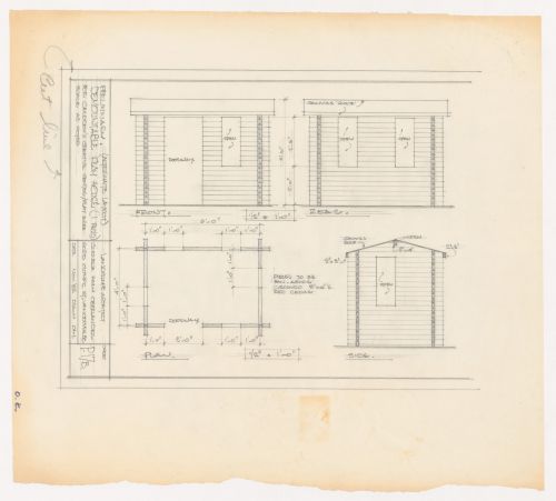 Plan and elevations for demountable play house for Children's Creative Centre Playground, Canadian Federal Pavilion, Expo '67, Montréal, Québec