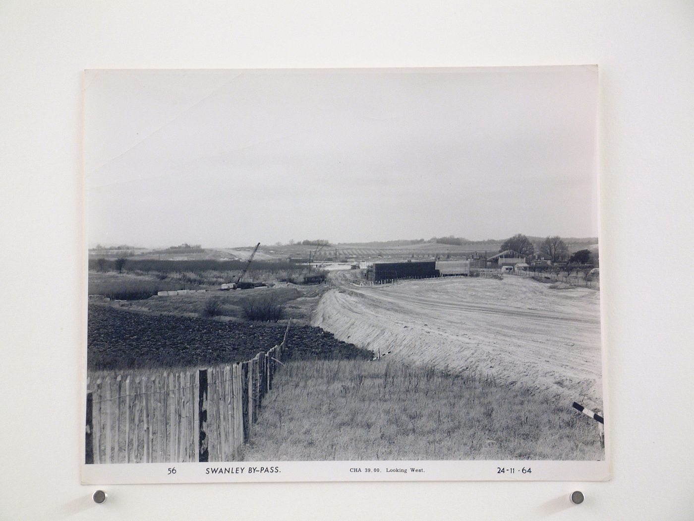View looking west during construction of the Swanley Bypass, England