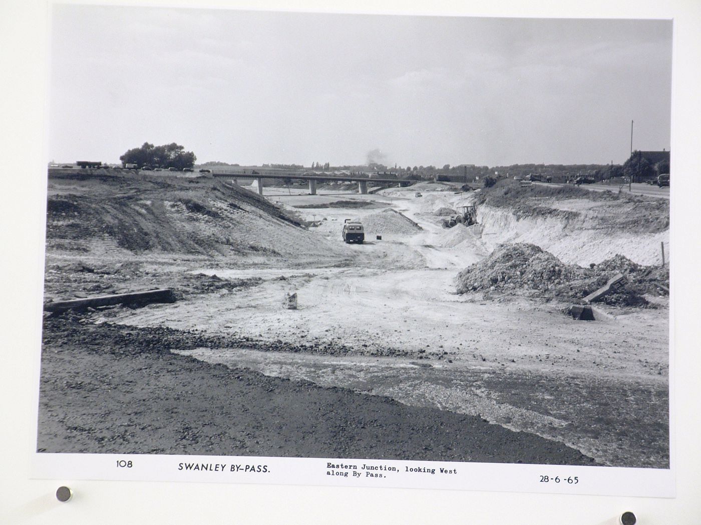 View of eastern junction, looking west along bypass, during construction of the Swanley Bypass, England