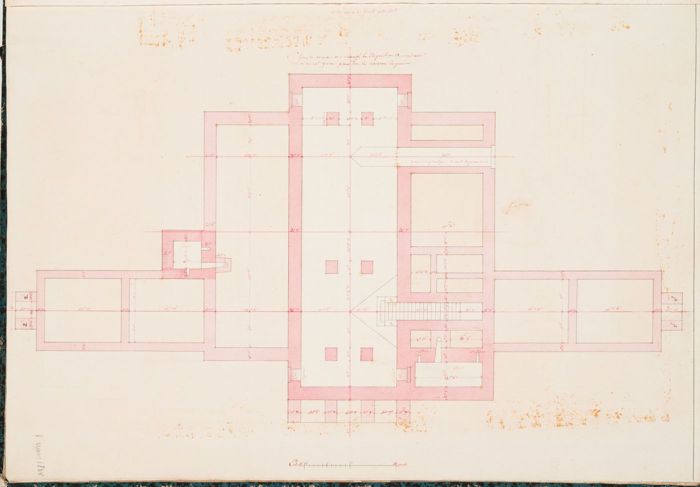 Project for a château for M. de Lorgeril, Motte Beaumanoir: Foundation plan