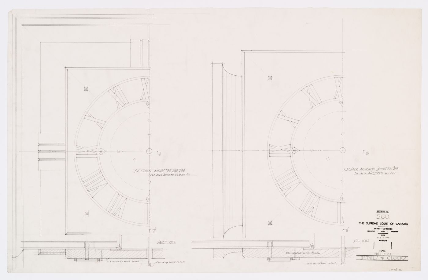 Détails des horloges, Cour suprême du Canada, Ottawa, Ontario, Canada (1937-1953, 1977)