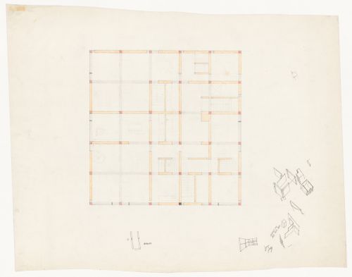 Plan with sketches for Apartment House