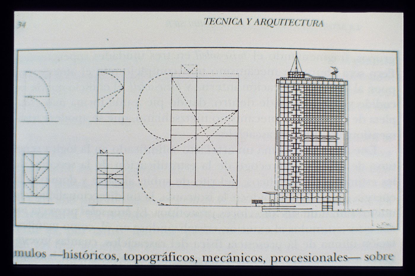 Slide of a drawing for Cartesian Skyscraper, Algiers, by Le Corbusier