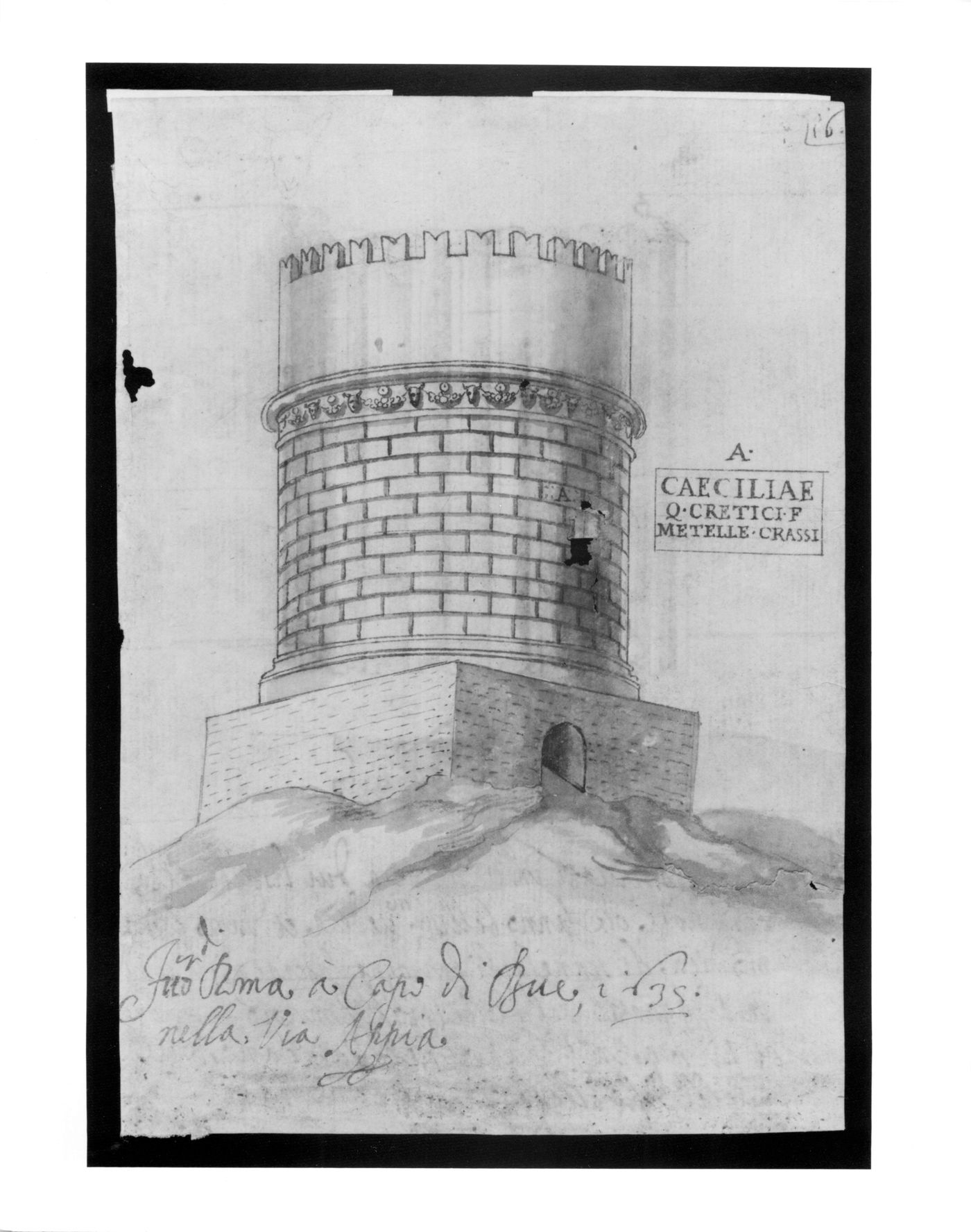 Sketch of the Mausoleum of Caecilia Metella, Rome