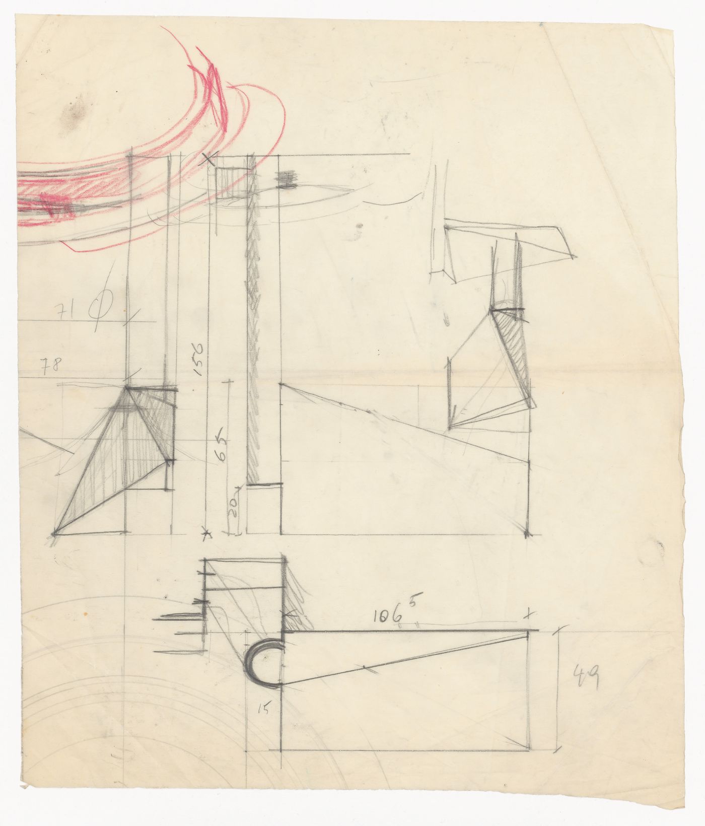 Plans, details and sketches for Casa Palmiotta, Italy