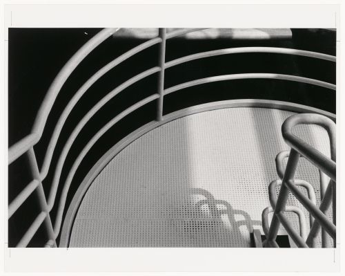 Bronx Development Center, abstract architectural view of stair railings and landing, Bronx, New York City, New York
