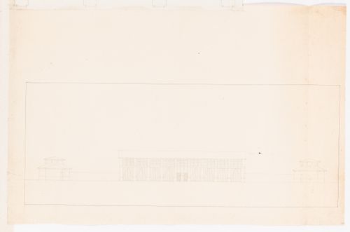 Project for Clos d'équarrissage, fôret de Bondy: Elevations, probably for a stable and a manège