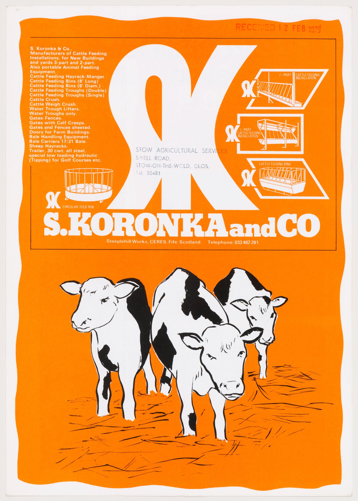 Advertisement for animal feeding equipment manufactured by S. Koronka and Co., from the project file "Westpen"