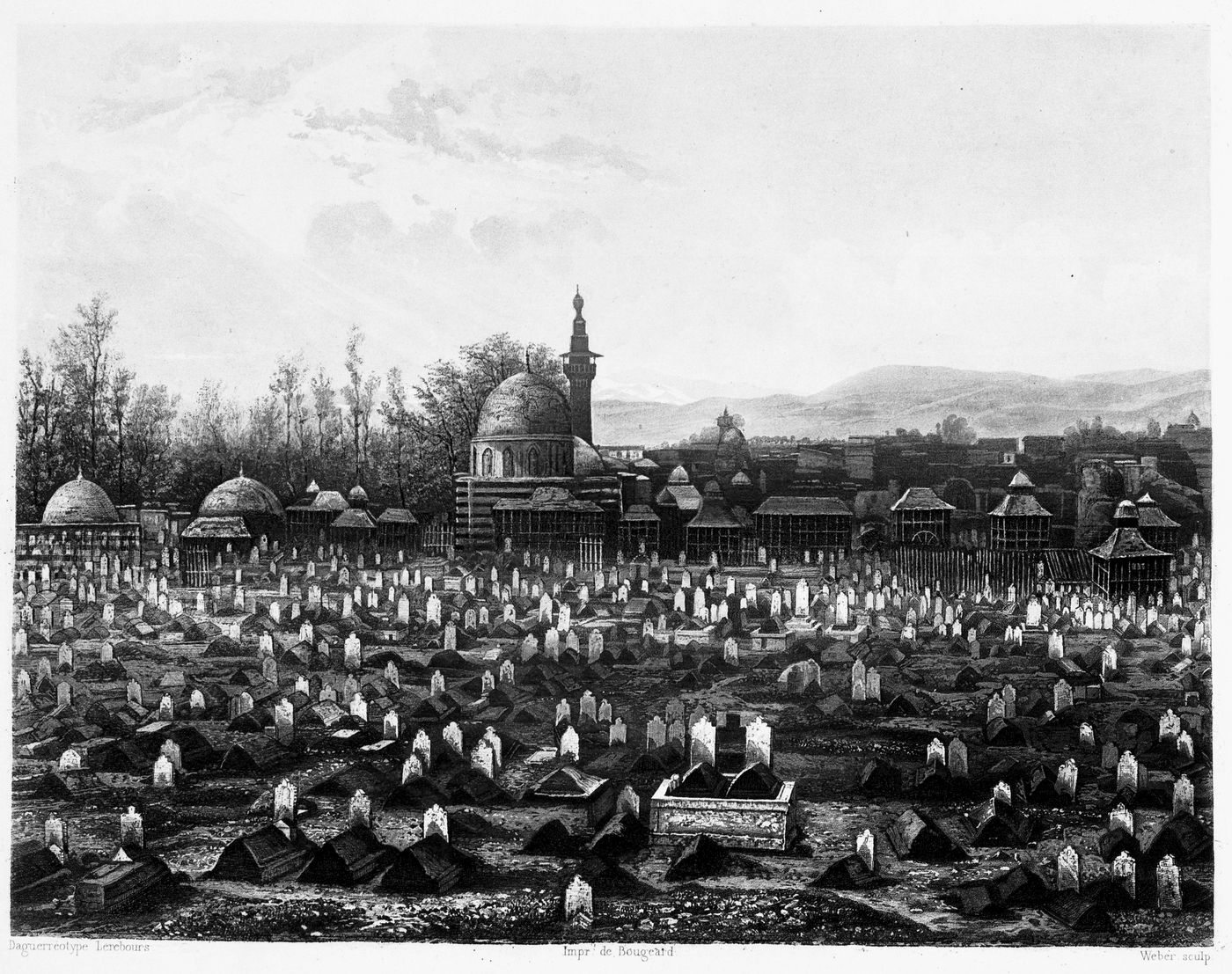 View of tombstones at the Muslim cemetery of Damascus, Syria