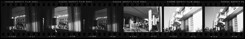 Strip of negatives of retirement hotel, Miami, Florida