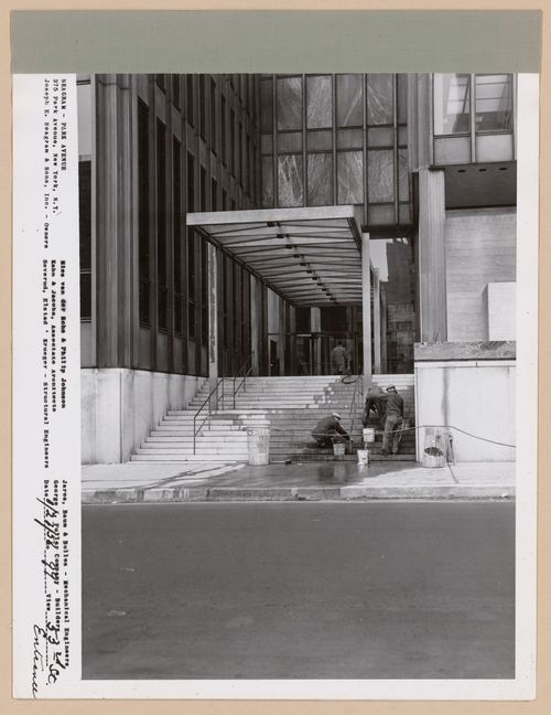 Seagram building under construction, 375 Park avenue, New York, N.Y., 53rd street entrance