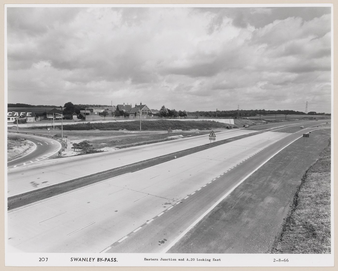 View of eastern junction and A 20, looking east, during construction of the Swanley Bypass, England