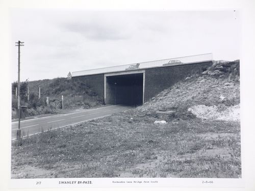 View of Hockenden Lane bridge from south, during construction of the Swanley Bypass, England