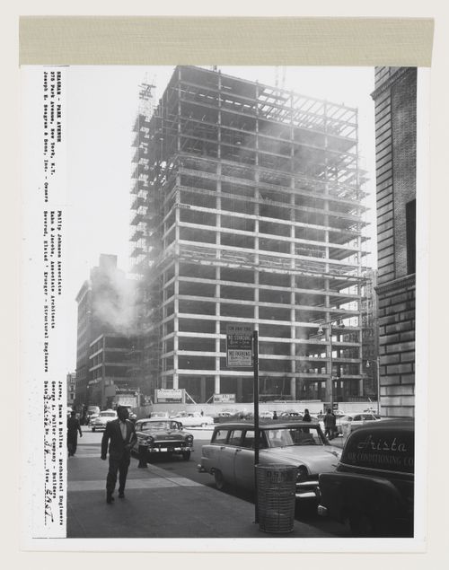 Seagram building under construction, 375 Park avenue, New York, N.Y., east view