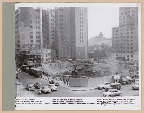 Seagram building under construction, 375 Park avenue, New York, N.Y., south-east view