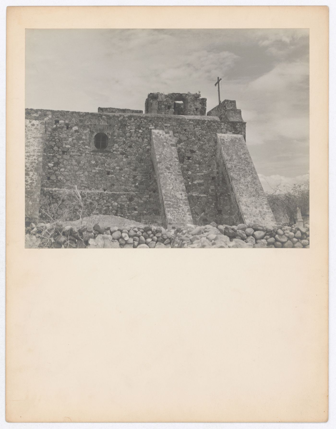 Partial view of a façade of a church, near Puente de Ixtla, Mexico