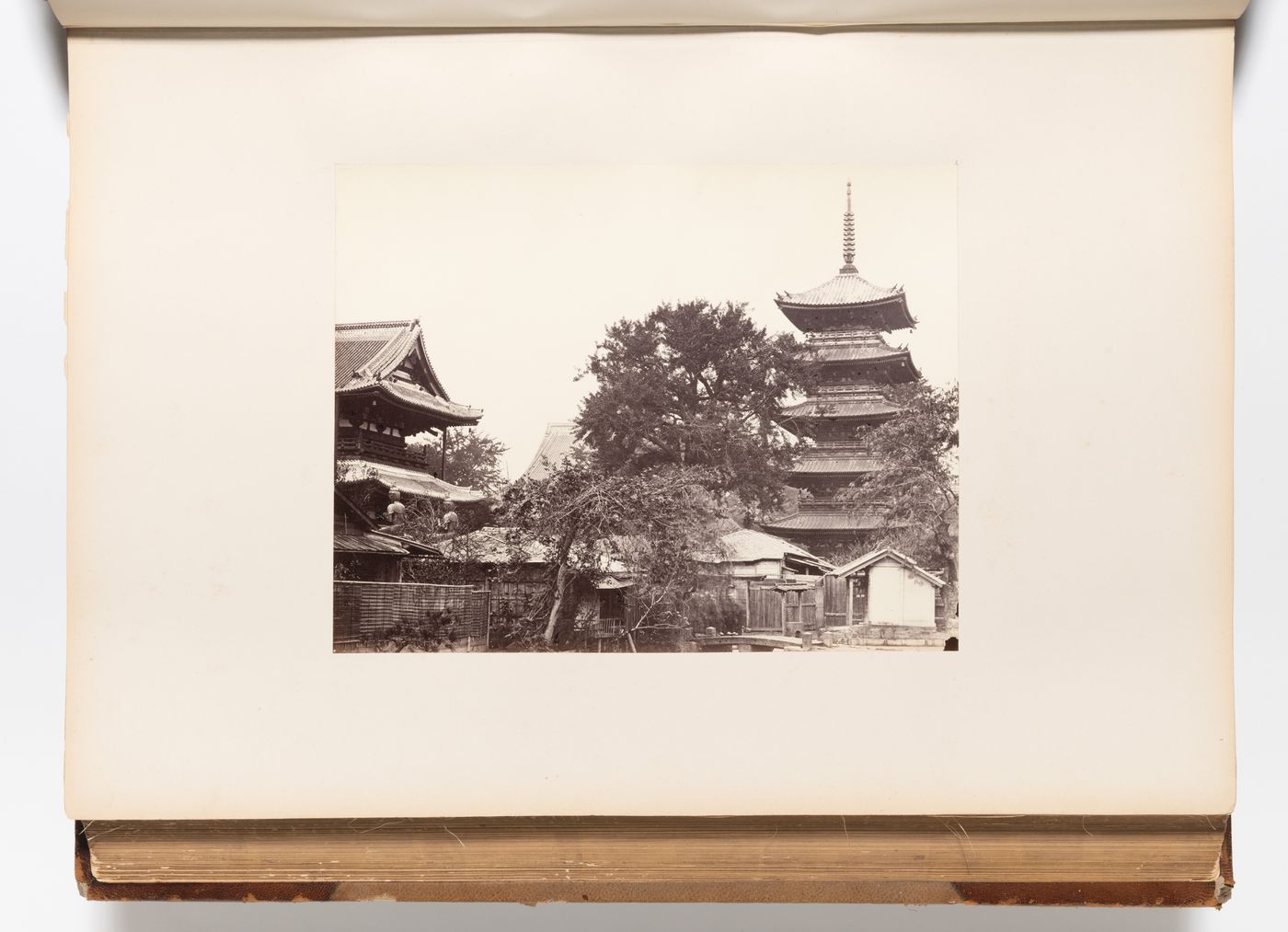 View of the Five-Storied Pagoda and other structures, Sensoji Temple complex (also known as Asakusa Kannon Temple), Edo (now Tokyo), Japan
