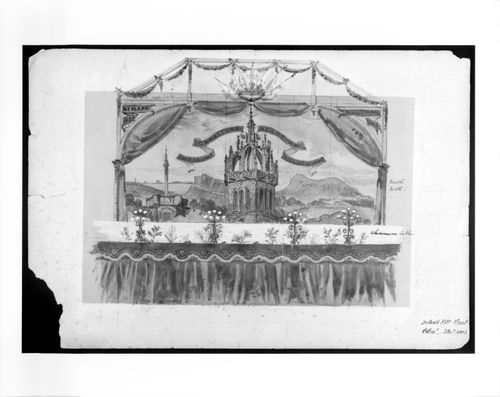Design for a marquee in honour of the visit of Prime Minister Gladstone to Edinburgh University