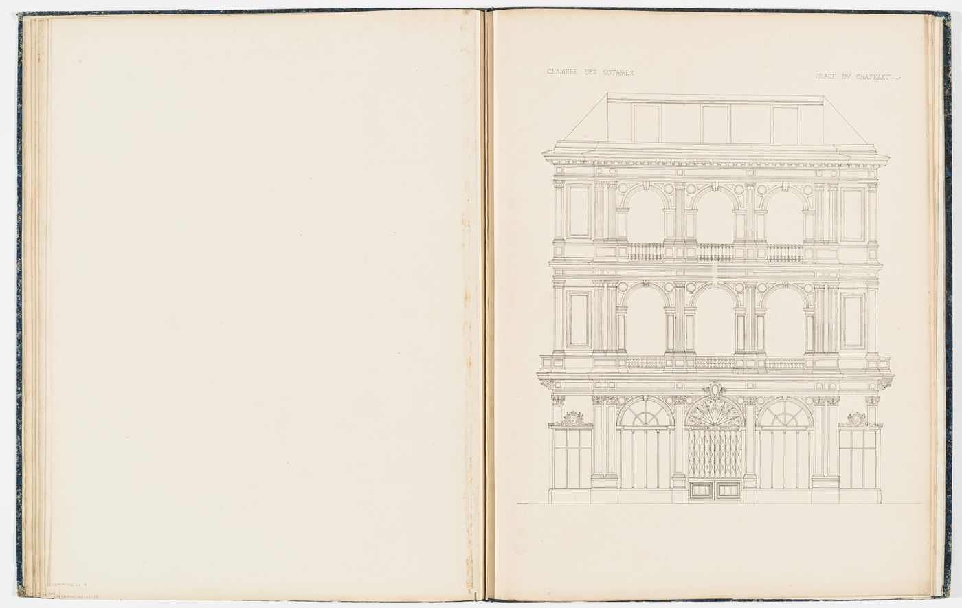 Elevation showing an alternate design for the principal façade of the Chambre des Notaires