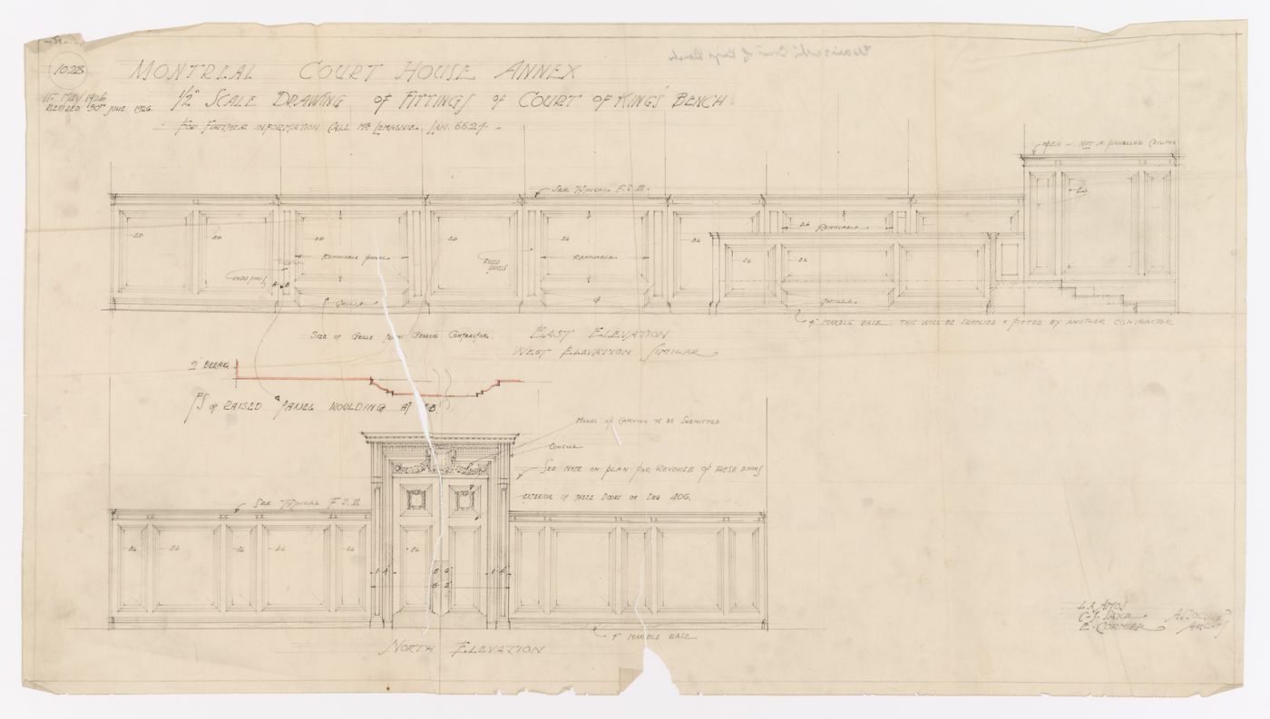 Détails des portes et des boiseries de la Cour du Banc du Roi, Annexe au Palais de Justice de Montréal, Montréal, Canada