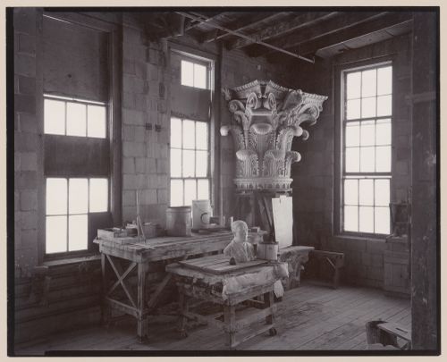 Interior view of studio of terra-cotta factory, Lincoln, California