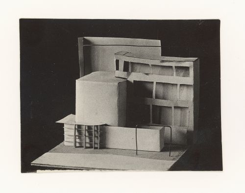 Photograph of a student model by Moskovich [?] on the topic "Deep Frontal Composition" for the "Space" course at the Vkhutemas (Higher State Artistic Technical Studios), Moscow