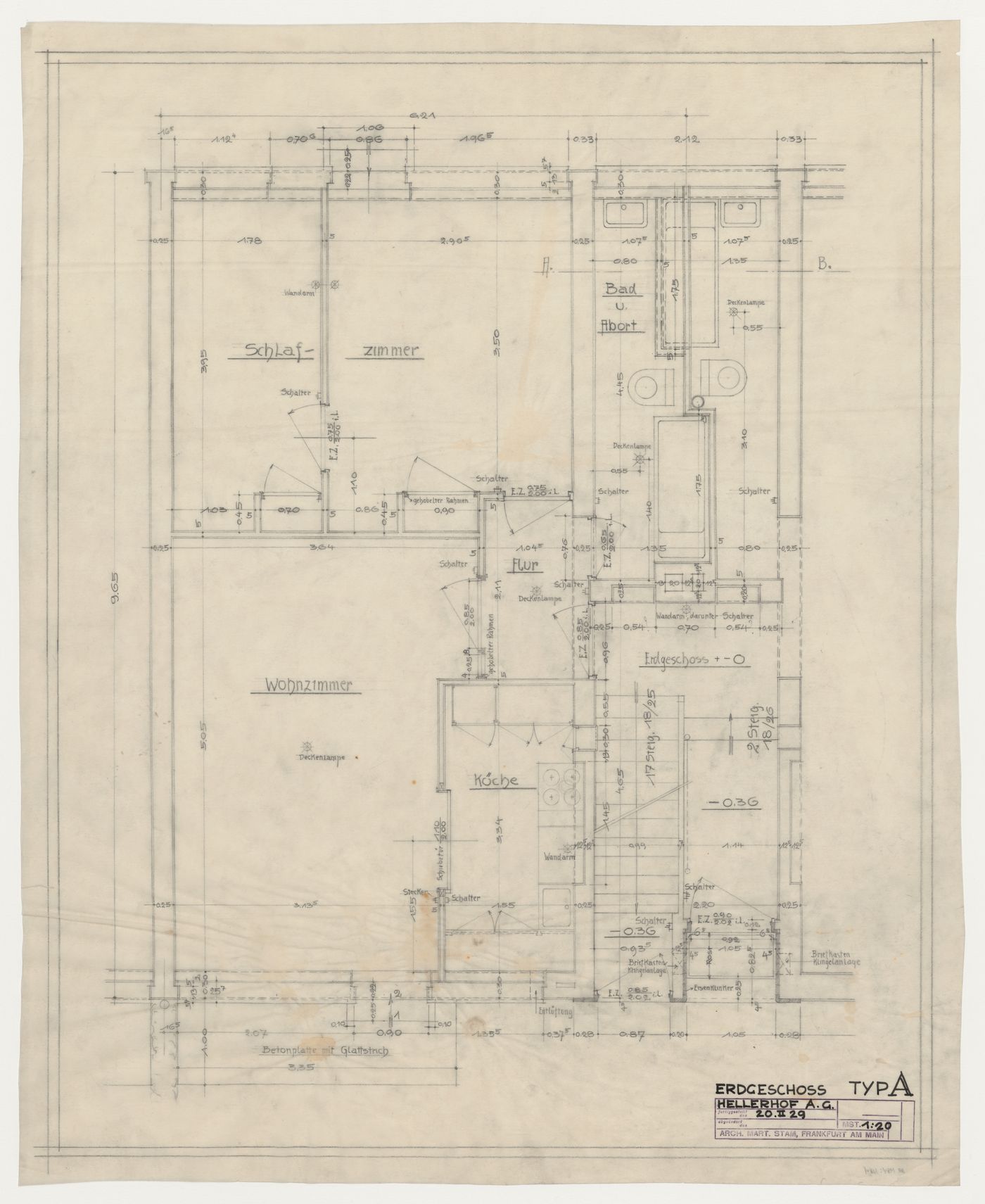 Ground floor plan for a type A housing unit, Frankfurt am Main, Germany